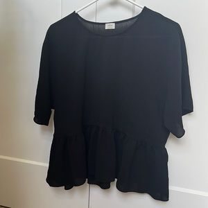 Aritzia Wilfred Short Sleeved Blouse Top Black Size Small